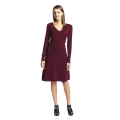 PK18A79HX Mulheres 100% Cashmere manga longa vestido com decote em v